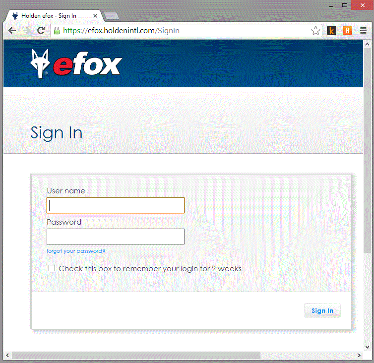 efox SignIn page